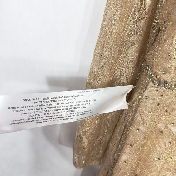 Mac Duggal Evening Gown Size 16 Dress Rose Gold Rhinestone Beaded Lace NWT F - Picture 9 of 13